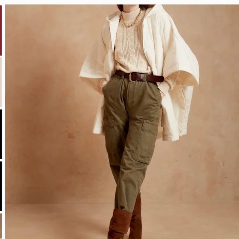 Banana Republic Zip-Up Cream/Beige Quilted Poncho S/M Bloggers Favorite - Picture 2 of 15